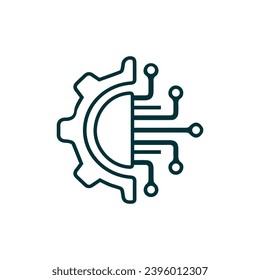 Digital technology gear computer icon concept. circuit board icon vector graphic illustration.