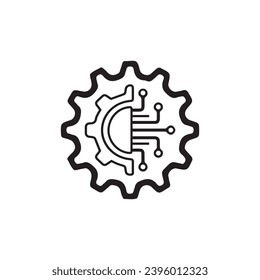 Digital technology gear computer icon concept. circuit board icon vector graphic illustration.