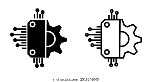Icono de concepto de engranaje de tecnología digital sobre fondo blanco