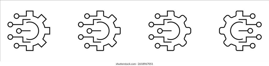 Digital technology gear flat icon concept isolated on white background