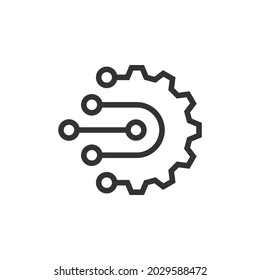 Digital technology gear icon concept isolated on white background. Vector illustration