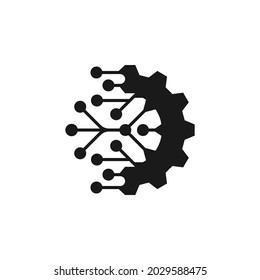 Digital technology gear icon concept isolated on white background. Vector illustration