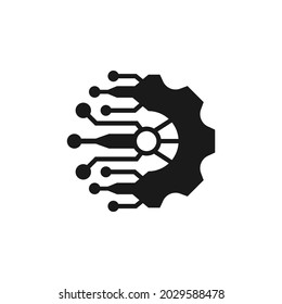 Digital technology gear icon concept isolated on white background. Vector illustration