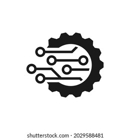 Digital Technology Gear Icon Concept Isolated On White Background. Vector Illustration