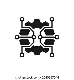 Digital technology gear icon concept isolated on white background. Vector illustration