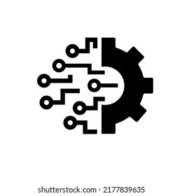 Digital technology gear icon concept isolated on white background. Vector illustration