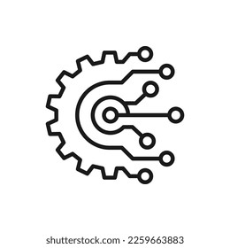 Digital technology gear icon concept isolated on white background. Vector illustration