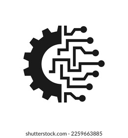 Digital technology gear icon concept isolated on white background. Vector illustration