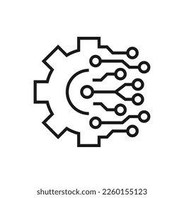 Digital technology gear icon concept isolated on white background. Vector illustration