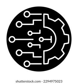Digital technology gear icon concept isolated on white background. Vector illustration. Gear smart ai icon. Simple illustration of gear smart ai vector icon for web design.