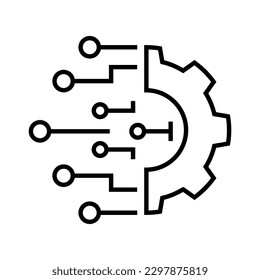 Digital technology gear icon concept isolated on white background. Vector illustration. Gear smart ai icon. Simple illustration of gear smart ai vector icon for web design.