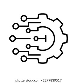 Digital technology gear icon concept isolated on white background. Vector illustration. Gear smart ai icon. Simple illustration of gear smart ai vector icon for web design.