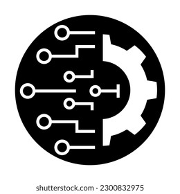 Digital technology gear icon concept isolated on white background. Vector illustration. Gear smart ai icon. Simple illustration of gear smart ai vector icon for web design.