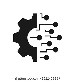 Digital technology gear icon concept isolated on white background. Vector illustration. color editable