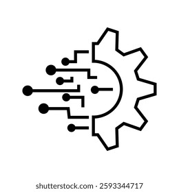 Digital technology gear icon concept isolated on white background. Vector illustration. editable stroke 