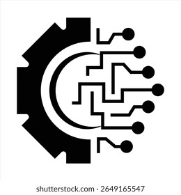 Zahnradsymbol für digitale Technologie einzeln auf weißem Hintergrund. Vektorgrafik