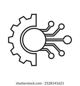 Ícone da linha de engrenagens da tecnologia digital. Ilustração vetorial. EPS 10.