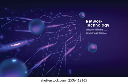 Tecnología digital, conexión de red global. Comunicación en redes sociales. Concepto de tecnología de Internet.  Fondo abstracto futurista. Ilustración vectorial.