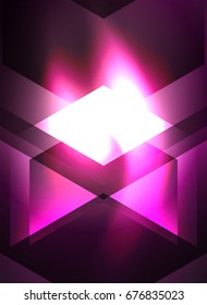 Digital technology glowing arrows, modern geometric abstract background with light effects and place for your message