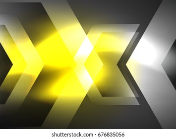 Tecnología digital flechas brillantes, fondo abstracto geométrico moderno con efectos de luz y lugar para el mensaje