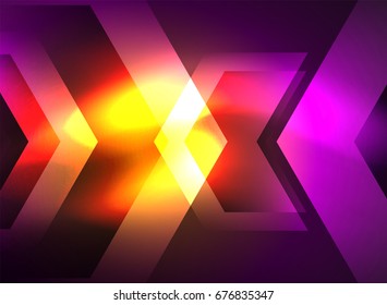 Digital technology glowing arrows, modern geometric abstract background with light effects and place for your message