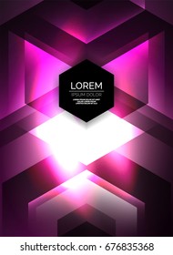 Digital technology glowing arrows, modern geometric abstract background with light effects and place for your message
