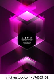 Digitale Technologie, die Pfeile leuchtet, moderne, geometrische abstrakte Hintergrund mit Lichteffekten und Platz für Ihre Nachricht