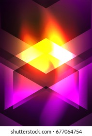 Tecnología digital flechas brillantes, fondo abstracto geométrico moderno con efectos de luz y lugar para el mensaje