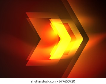Tecnología digital flechas brillantes, fondo abstracto geométrico moderno con efectos de luz y lugar para el mensaje