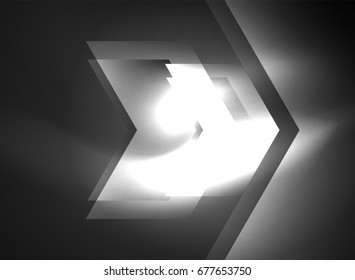 Tecnología digital flechas brillantes, fondo abstracto geométrico moderno con efectos de luz y lugar para el mensaje