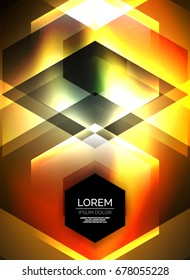 Digitale Technologie, die Pfeile leuchtet, moderne, geometrische abstrakte Hintergrund mit Lichteffekten und Platz für Ihre Nachricht