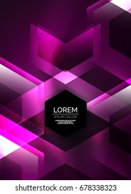 Digital technology glowing arrows, modern geometric abstract background with light effects and place for your message