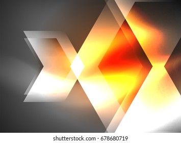 Digital technology glowing arrows, modern geometric abstract background with light effects and place for your message