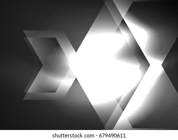 Digital technology glowing arrows, modern geometric abstract background with light effects and place for your message