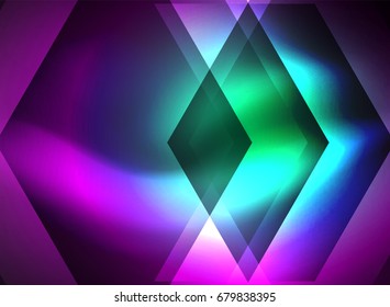 Digital technology glowing arrows, modern geometric abstract background with light effects and place for your message