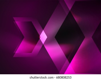Digital technology glowing arrows, modern geometric abstract background with light effects and place for your message