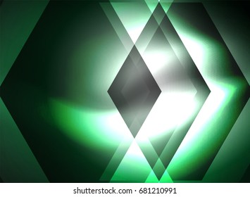 Digital technology glowing arrows, modern geometric abstract background with light effects and place for your message