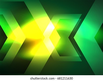Digital technology glowing arrows, modern geometric abstract background with light effects and place for your message