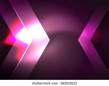 Digital technology glowing arrows, modern geometric abstract background with light effects and place for your message