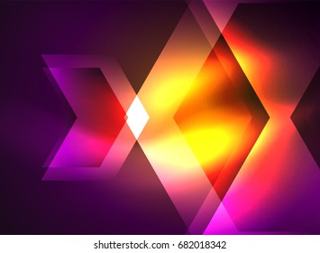 Digital technology glowing arrows, modern geometric abstract background with light effects and place for your message