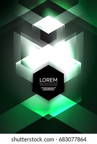 Tecnologia digital setas brilhantes, moderno fundo geométrico abstrato com efeitos de luz e lugar para a sua mensagem