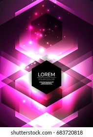 Digital technology glowing arrows, modern geometric abstract background with light effects and place for your message