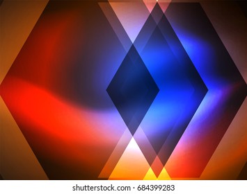 Digital technology glowing arrows, modern geometric abstract background with light effects and place for your message