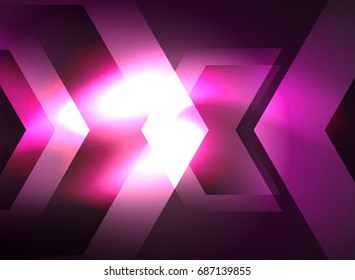 Digital technology glowing arrows, modern geometric abstract background with light effects and place for your message