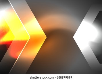 Digital technology glowing arrows, modern geometric abstract background with light effects and place for your message