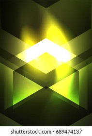 Digitale Technologie, die Pfeile leuchtet, moderne, geometrische abstrakte Hintergrund mit Lichteffekten und Platz für Ihre Nachricht