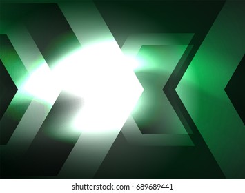 Tecnología digital flechas brillantes, fondo abstracto geométrico moderno con efectos de luz y lugar para el mensaje