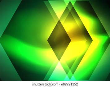 Digital technology glowing arrows, modern geometric abstract background with light effects and place for your message