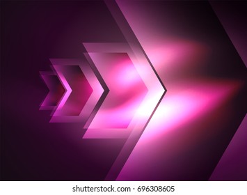 Tecnología digital flechas brillantes, fondo abstracto geométrico moderno con efectos de luz y lugar para el mensaje