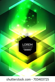 Digitale Technologie, die Pfeile leuchtet, moderne, geometrische abstrakte Hintergrund mit Lichteffekten und Platz für Ihre Nachricht